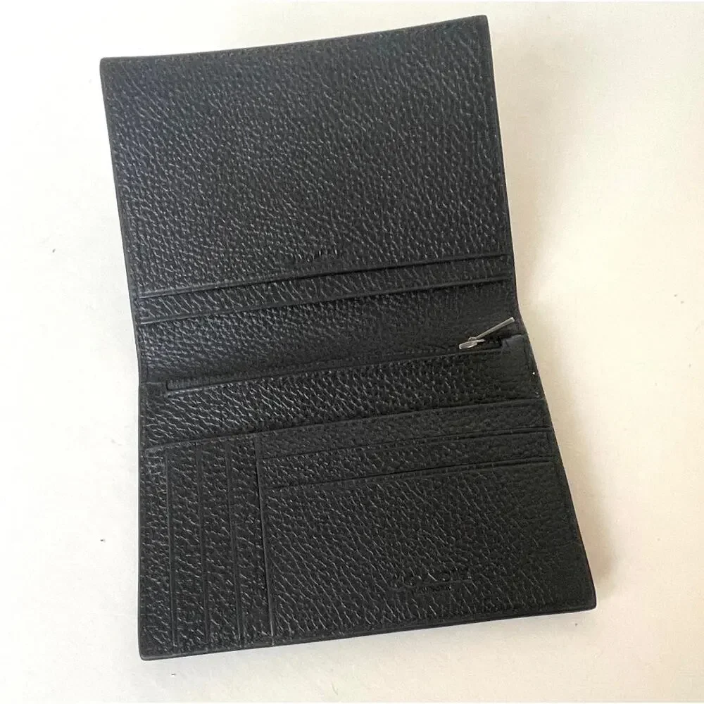 Coach CU131 Black Pebbled Calf Leather Passport Card Case